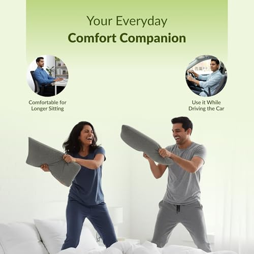 Image of SleepyHug SlimRest Orthopedic Memory Foam Pillow 2.3 Inch Medium Low Loft | Cooling CoolTech Adaptive Foam | Neck Alignment Support for Back & Side Sleepers | 24x14x2.3 Inches, Grey