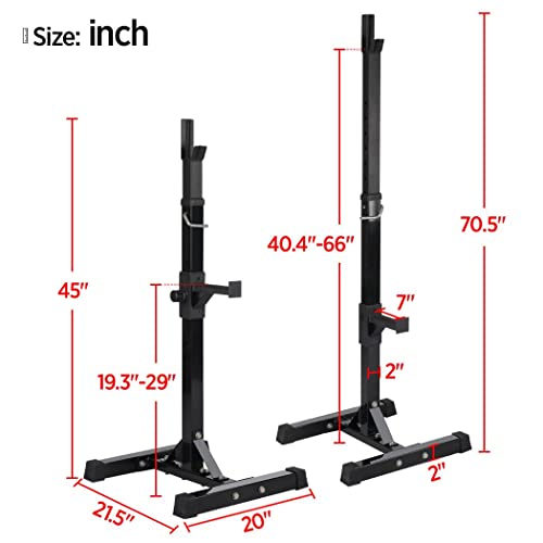 Yaheetech 45-71 Inch Adjustable Squat Rack and Bench Press Rack Portable Olympic Weight Stand Pair of Home Gym Squat Machine