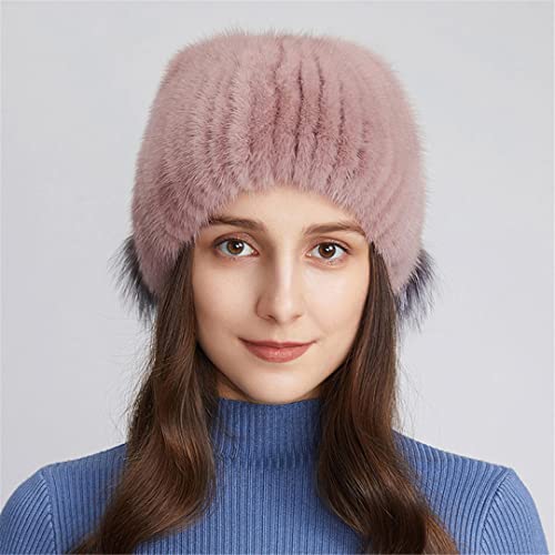 女性のための ミンクの毛皮の帽子 女性のポンポン 女性のビーニーハット エレガントで豪華 トレンディで高品質 冬 2022 Amazon.co.jp: 暖かい冬の毛皮の帽子女性織りダブル裏地耳介キャップ