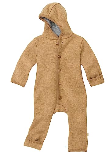 Disana WALK-OVERALL, 100% Bio-Merinowolle GOTS, IVN Best | mit Umklappb&uuml;ndchen | Newborn Baby Kleinkind Kind Unisex | Made in Germany | Karamell Gr. 86-92