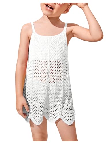 COZYEASE Toddler Girls Beach Cover Up Color Block Crochet Coverups Cute Swimsuit Cover Up Beach Dress3
