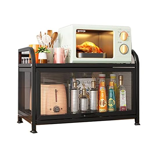 FIFOR Estante De Almacenamiento De Cocina Rodante Doble, Soporte De Microondas Industrial, Carrito Desmontable para Barra De Café, para Colocar Utensilios De Cocina, Cereales Integrales