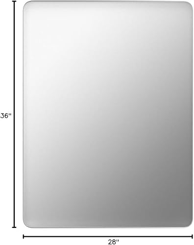 Miniatura 9 de Espejo de baño de plata cepillada para pared, espejo rectangular de metal con marco de metal de 24 x 36 pulgadas, espejo de tocador moderno montado