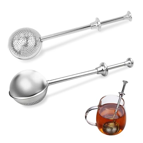 2 Pz Insieme Filtro Tè Acciaio Inossidabile 304 Manico Lungo Anticalore Design Appendibile Casa Ufficio Essenziale Adatto per Conservare Tè Erbe Tè alle Frutta Spezie infusore tè colino da the