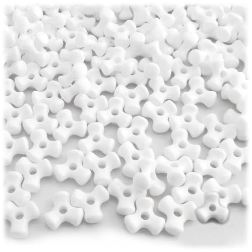 The Crafts Outlet 1,000pc Plastic, Opaque, Tri Beads, 10mm, White