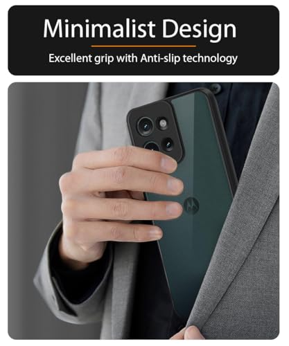 Image of WOW IMAGINE Translucent Hybrid Back Case Cover for Motorola Moto Edge 50 5G Smoked Matte Back | Shock Proof 360 Degree Protection | Protective Hard Case - Matte Black