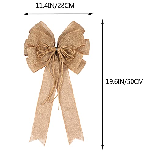 2-Pack-Large-Burlap-Jute-Hemp-Rope-Bows-for-WreathsRustic-Farmhouse-Crafts-Bow-Wrapping-Tree-Topper-Wedding-Holiday-Birthday-Party-Wall-Home-Boho-Front-Door-Decorations 2 Pack Large Burlap Jute Hemp Rope Bows for WreathsRustic Farmhouse Crafts Bow Wrapping Tree Topper Wedding Holiday Birthday Party Wall Home Boho Front Door Decorations