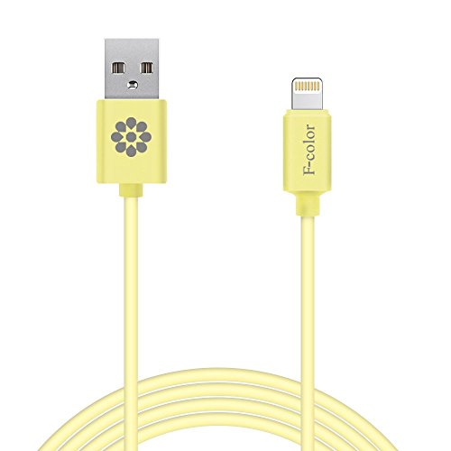 Lightning Cable, 6 Ft Long Apple Certified Charger Cord, F-color 8 Pin to USB Ultra Compact Connector for iPhone 6S 6 Plus 5S 5C 5, iPad 4 Air 2 Mini 2 3 4, iPad Pro, iPod Touch 5, iPhone SE, Yellow