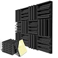 18 Pack Self-Adhesive Sound Proof Foam Panels for Wall,12 X 12 X 2 inches Acoustic Panels,High Resilience Sound Proofing Foam,Sound Absorbing Panel for Home Studios, Offices - Black