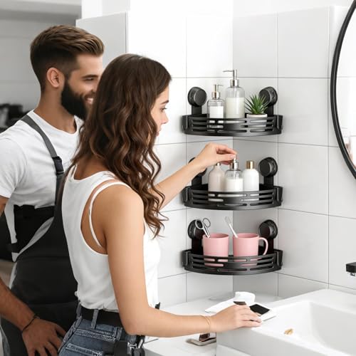 Rangement shampoing produits salle de bains et cuisine avec ventouses