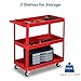 TUFFIOM 3 Tier Rolling Tool Cart, 330 Lbs Capacity, Red, 3 Shelves Steel Utility Cart for Garage, Workshop, Warehouse & Repair Shop