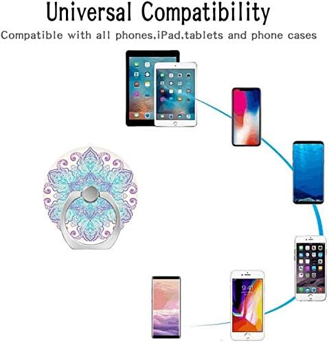2 Pack/Cell Phone Ring Holder 360 Degree Rotation Finger Stand Works for All Smartphone and Tablets-Blue Pink Gold Mandala White Rose