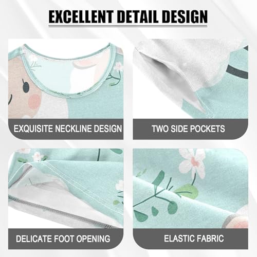 senya Short Sleeve Pajamas Sets Summer Cotton Sleepwear Cute White Sheep4