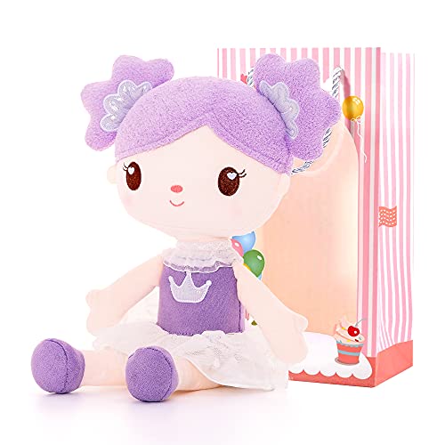 Gloveleya Poupée de chiffon douce en peluche pour bébé fille à partir de 0 ans Violet 37 cm thumbnail