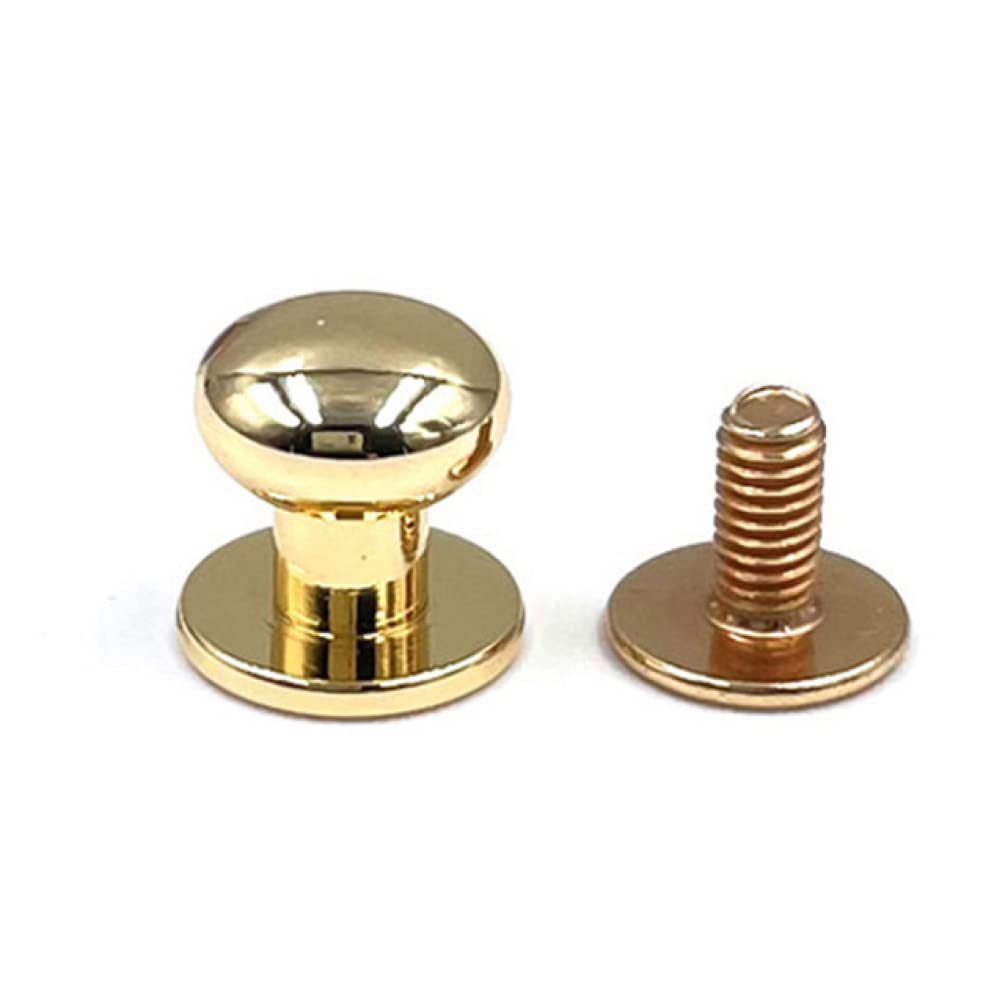 Śruby Chicago, nity skórzane, 10 zestawów stopu metalu pokrętło śruba nity szpilki diy rzemiosło skórzany pasek zegarek okrągły nity mnicha kolce(Gold,12mm)