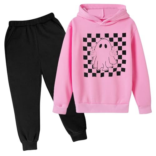Outfit Sweatsuits for Kids Girl Boy Fall Winter Match Happy Vacation Halloween 2 Piece Hooded Pants Hoods Outfit Sweatshirt Activewear Set Kid Clothes Trendy 7 Years