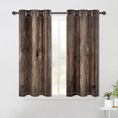 DORCEV Vintage Wood Barn Door Curtains Cover