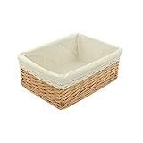 RURALITY Plain and Elegant Wicker Storage Basket with Liner,Medium