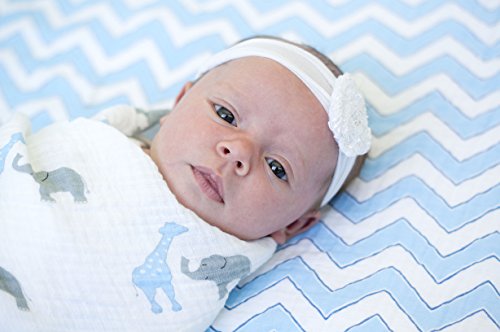 Image of SwaddleDesigns Marquisette Receiving Swaddle Blanket for Baby Boys & Girls, Soft Premium Cotton Muslin, Best Shower Gift, Blue Safari Fun, Parent Picks Award Winner