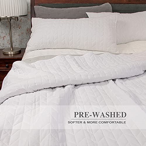 Harorbay Solid Colors Quilt Set, Pre-Washed Super Soft Bed Spread For All Season Use, Light Weight Microfiber Coverlet Quilt Bedding Set, Machine Washable, Twin/Twin Xl With Matching Sham, White #TOP3