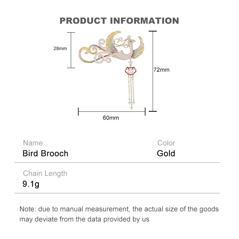 Image of Exquisite 14K Gold Phoenix Brooch for Women, Inlaid with Moissanite and Premium Gemstones, Ideal Luxury Gift for Holidays and Special Occasions