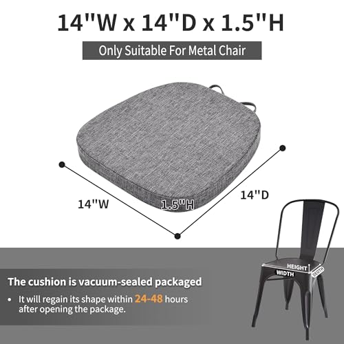 Image of baibu 14x14 Memory Foam Metal Chair Cushions Set of 4, Dual-Layer Design Non-Slip Metal Dining Chair Pads Kitchen Seat Cushion with Machine Washable Cover, 4 Counts, Grey