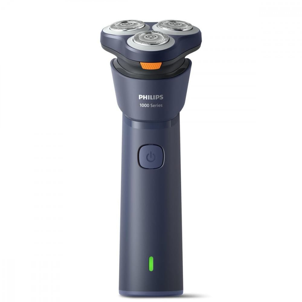 Philips S1881/00 Series 1000 Series Elektrorasierer, Herren, trocken oder nass, wiederaufladbar, blau, 3 flexible 3D-Köpfe, PowerCut, wasserdicht, USB-A, 35 Minuten Nutzung, 325 ml