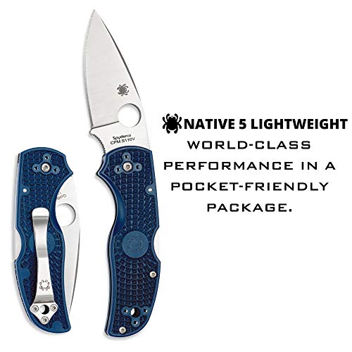 Spyderco Native 5 Lightweight Signature Knife With 2.95" Cpm S110V Steel Blade And Dark Blue Frn Handle - Plainedge - C41Pdbl5 #TOP1