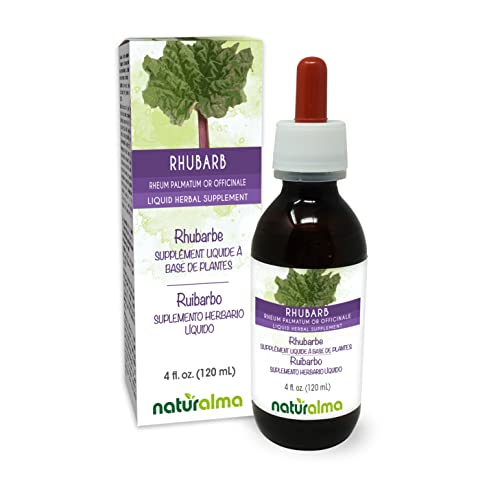 Naturalma Rhubarb (Rheum palmatum or Rheum officinale) Root and Rhizome Alcohol-Free Tincture - 4 fl oz Liquid Extract in Drops - Herbal Supplement - Vegan