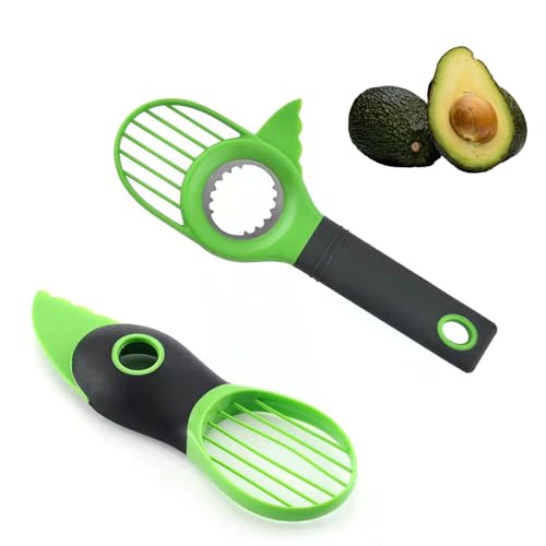 Hinapan 2 pièces Coupe-Avocat 3 en 1, Coupe-Avocat Multifonctionnel et extracteur de graines, éplucheur à Couteau avec poignée Confortable, Parfait pour...