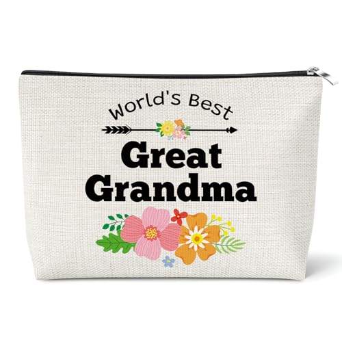 Great Grandma Gifts from Grandchildren Cosmetic Bag Mother's Day Gift for Great Grandma Makeup Bag Christmas Birthday Gift for Grandmother from Granddaughter Grandson Travel Toiletry Pouch