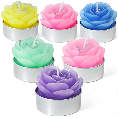 Kerzen Teelichter, Blumen-Teelichter, Unparfümierte Kerze, geeignet für Raumdekoration, Weihnachtsdekoration, Heimdekoration Geschenke, 6 Stück Cover