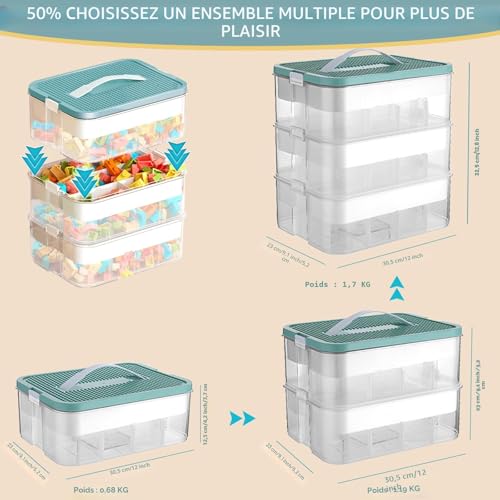 Boite rangement plastique couvercle Lego et puzzle à 3 couches - 5