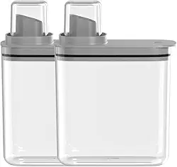 KIT DISPENSER AMACIANTE SABAO EM PÓ FLOW 1,5 CINZA FECHADO LAVANDERIA LAVABO MÁQUINA DE LAVAR COM DOSADOR