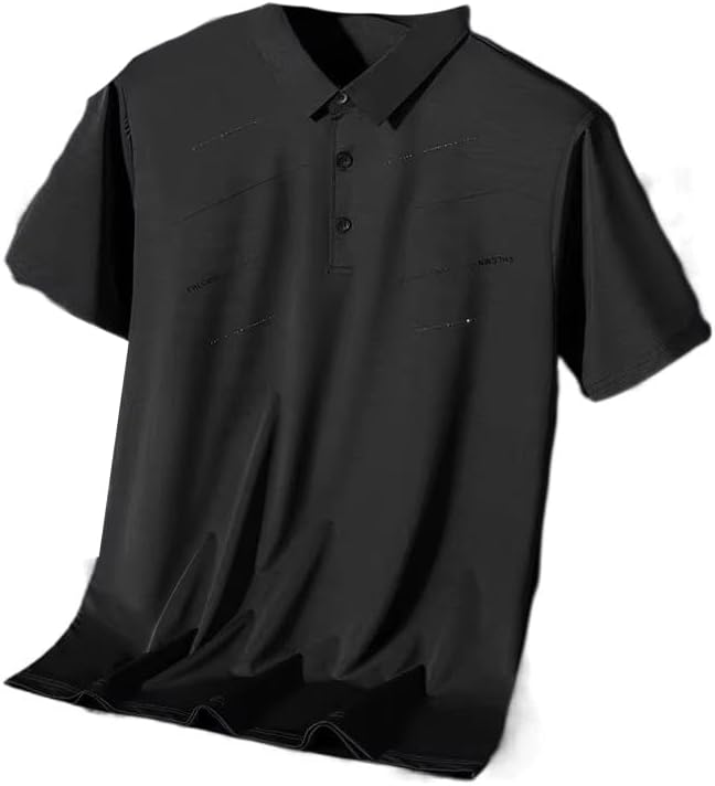 Men's Thin Loose Ice Silk Polo Shirt Short-Sleeved Lapel Casual Business T-Shirt