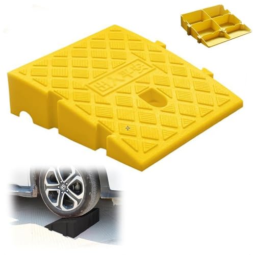 Rampas de Umbral KADEUX de Plástico para Entrada, Antideslizantes, Elevación de 5 a 6 pulgadas, para Autos, Scooter, Bicicleta, Motocicleta y Silla de Ruedas (Amarillo, 25x45x19cm)