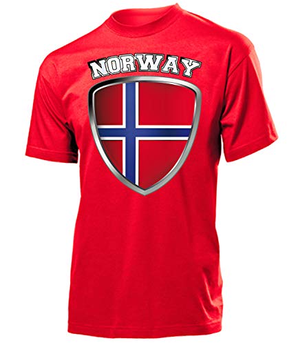 Norwegen Norway Norge Fan t Shirt Artikel 4704 Fuss Ball EM 2020 WM 2022 Team Trikot Look Flagge Fahne Jersey World Cup Männer Herren Jungen M