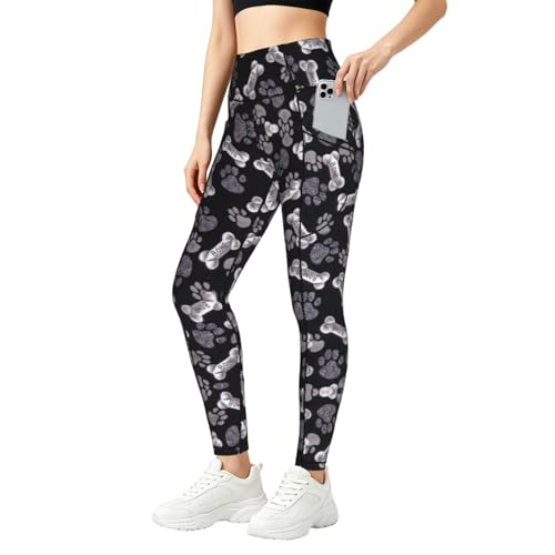 Leggings de gimnasio con huellas de perro y mallas de fitness de compresión para mujer