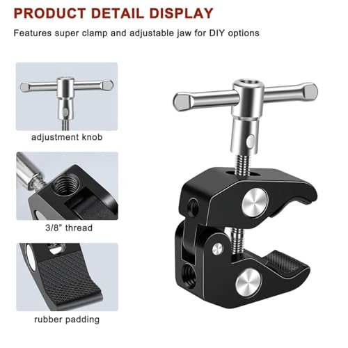 Image of PHOTOMAX Super Clamp Magic arm Articulating Adjustable Arm with 1 /4 inch Tripod Screw for DSLR Camera (Super Clamp)