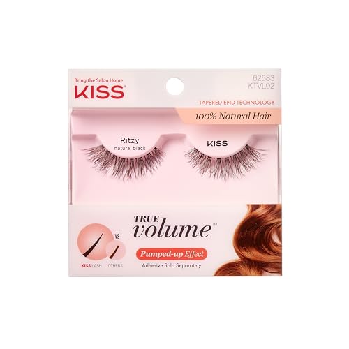 KISS True Volume, False Eyelashes, 'Ritzy', 14mm, Includes 1 Pair Of Lash, Easy to Apply, Reusable Lash Clusters