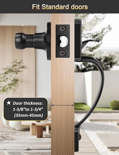 Image of Tinewa Camelot Trim Lower Half Handleset, Matte Black Finish, Upgated Entry Door Handle with Accent Wave Door Lever for Electronic Keypad with Drop Interior Left Handed Lever