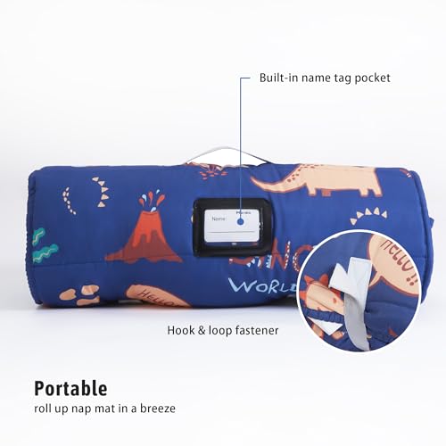Image of MORAIS Toddler Nap Mat with Pillow and Blanket, 52 inch x 20 inch Lightweight and Soft Nap Mat for Preschool, Daycare, Travel Sleeping Bags