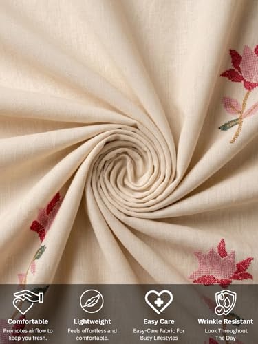 Image of Leriya Fashion Cotton Kurta Set for Women | Kurta Sets for Woman - Office Wear Kurti Set for Women Embroidery Kurti for Woman, Straight Kurtis Pant Set with 3 /4 Sleeve