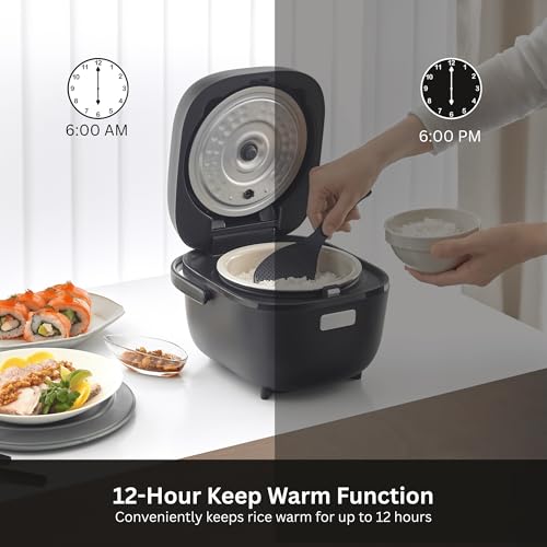 Image of TIGER JBS-A55U-KB 3-Cup (Uncooked) Micom Rice Cooker and Warmer with Non-Stick Ceramic Coated Inner Pot and 10 Auto-Cook Settings, Black