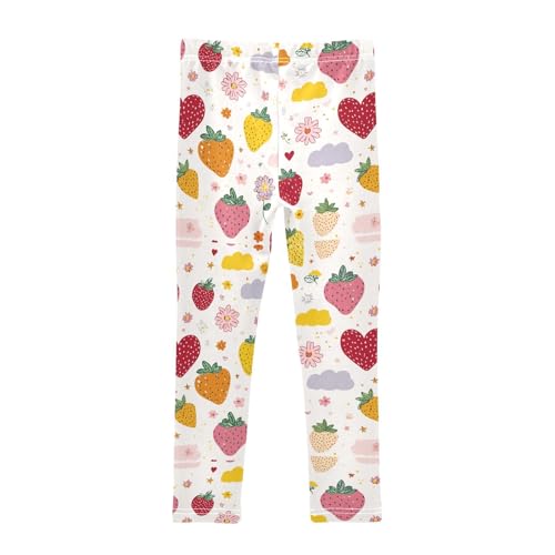 Boccsty Cute Colorful Strawberry Heart Girls Leggings Kids Yoga Pants Dance Active Tights 4T2