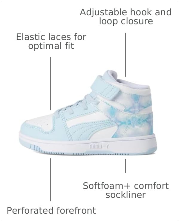 Image of PUMA Kids' Rebound Layup Mid Hook and Loop Sneakers