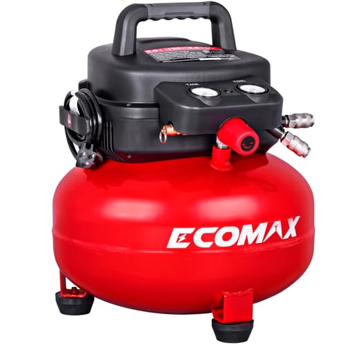 Air Compressor 6 Gallon Pancake 150 PSI 2.6 CFM Oil-Free Red