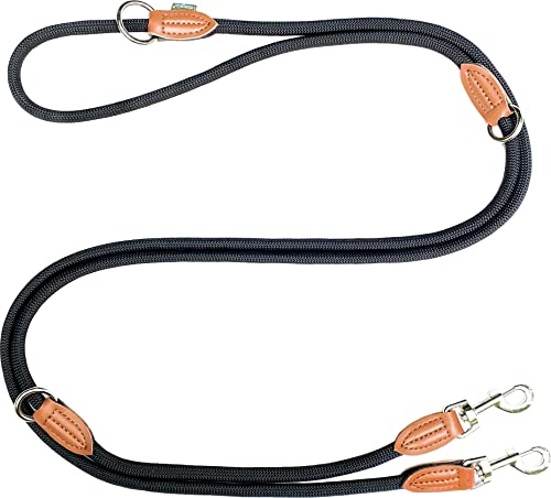 Leisegrün Hundeleine große Hunde - Führleine 3m verstellbar mit 2 Karabiner - 3 Meter lang x 1,1 cm - Nur 300 g - Modell Devon - Schwarz