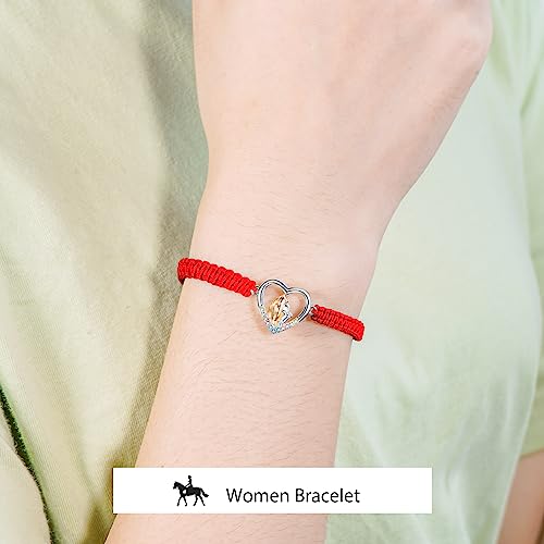 J.Endéar Bracelet Horse Gifts for Women, 925 Sterling Silver Cord Rope Handmade Braided Bracelet Adjustable, Lady Jewelry Luck Gift for Horse Lovers4