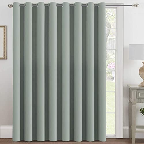 Image of H.VERSAILTEX Blackout Patio Curtains 100 x 84 Inches for Sliding Door Extral Wide Blackout Curtain Panels Thermal Insulated Room Divider - Grommet Top, 7' Tall by 8.5' Wide - Light Sage